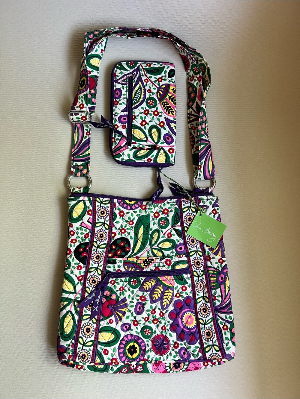 Vera Bradley Hipster Crossbody + Matching Wallet Set Viva La Vera Retired NWOT